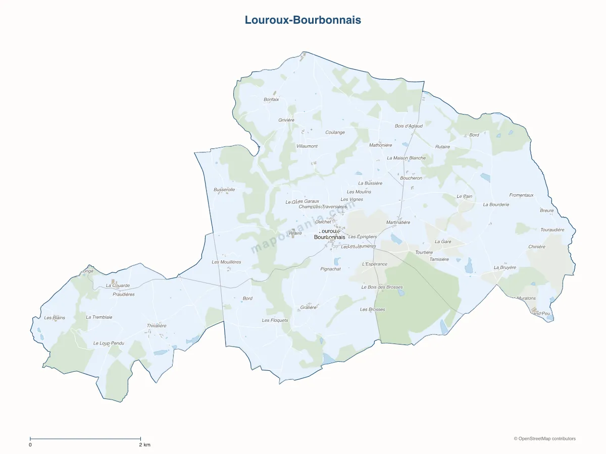 Carte de Louroux-Bourbonnais à personnaliser