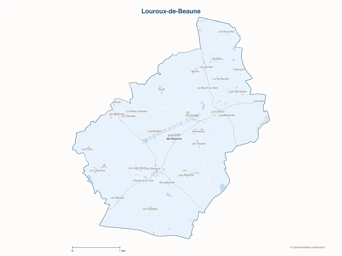 Carte de Louroux-de-Beaune à personnaliser