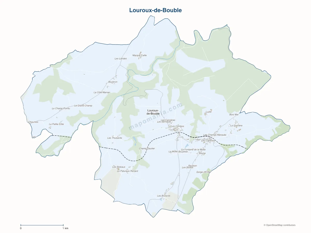 Carte de Louroux-de-Bouble à personnaliser