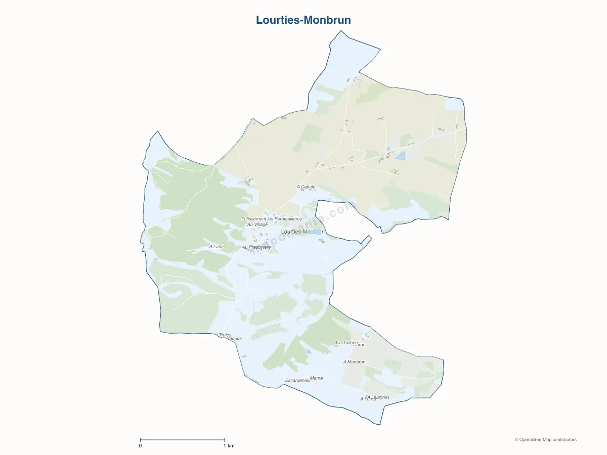 Carte de Lourties-Monbrun à personnaliser