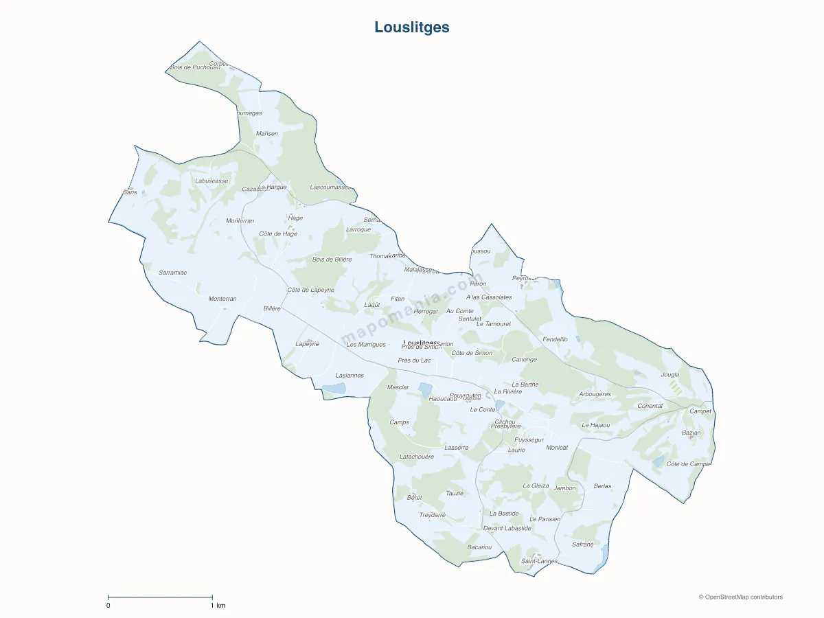 Carte de Louslitges à personnaliser