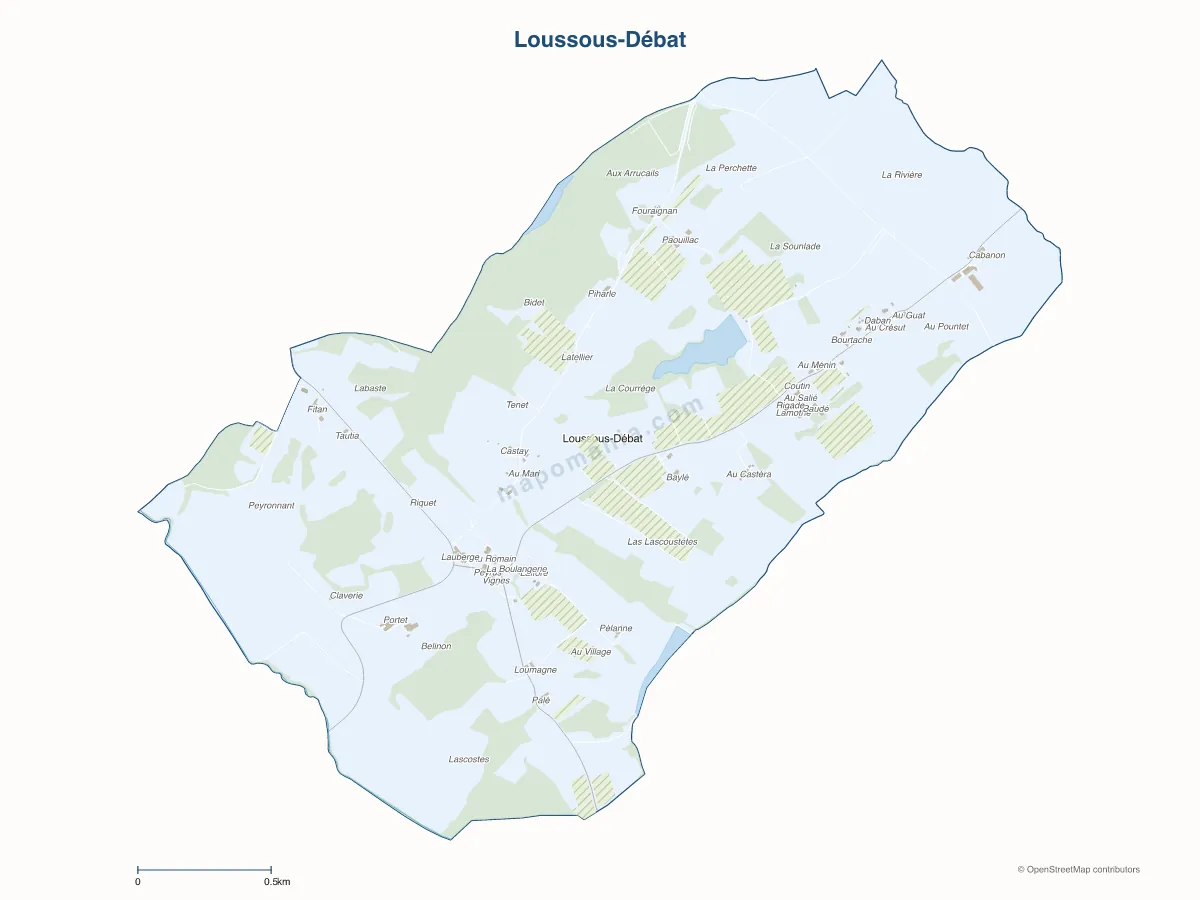 Carte de Loussous-Débat à personnaliser