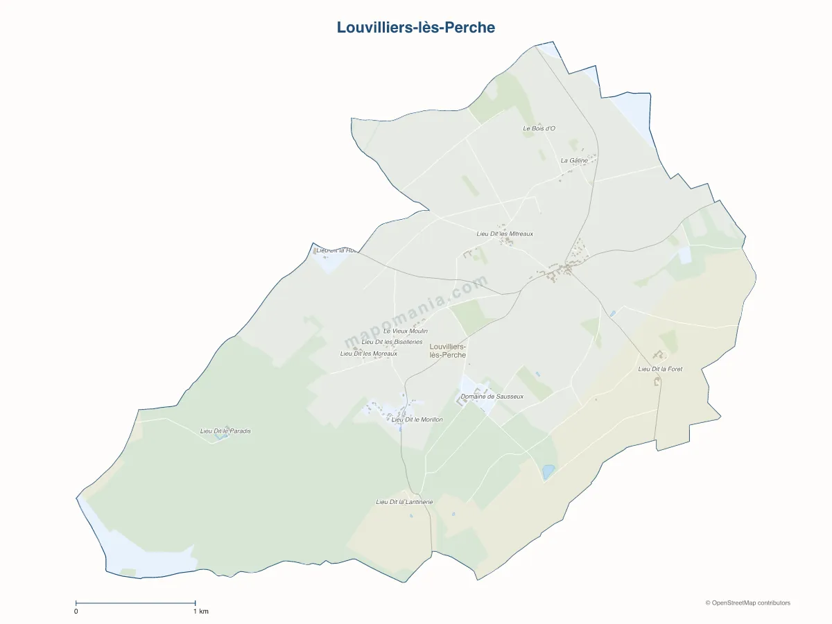 Carte de Louvilliers-lès-Perche à personnaliser