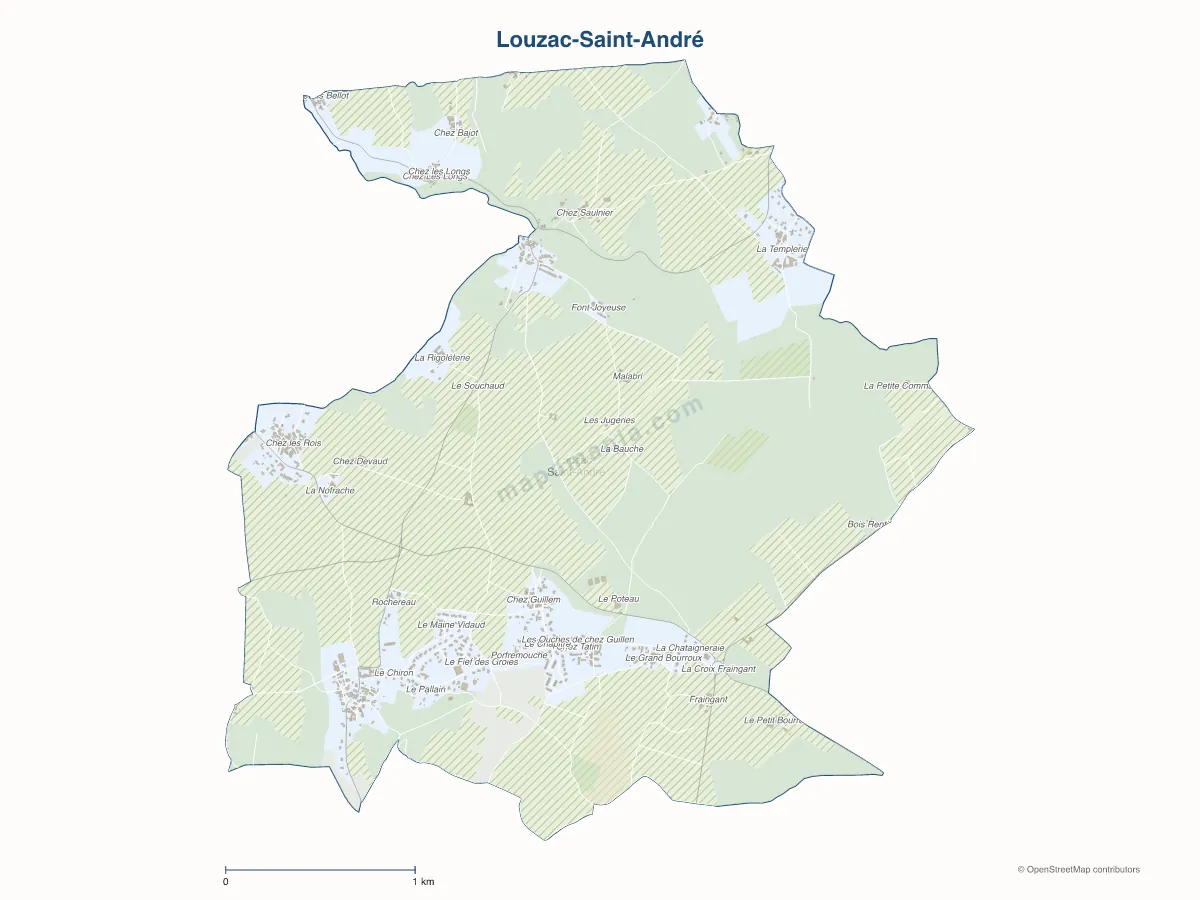 Carte de Louzac-Saint-André à personnaliser
