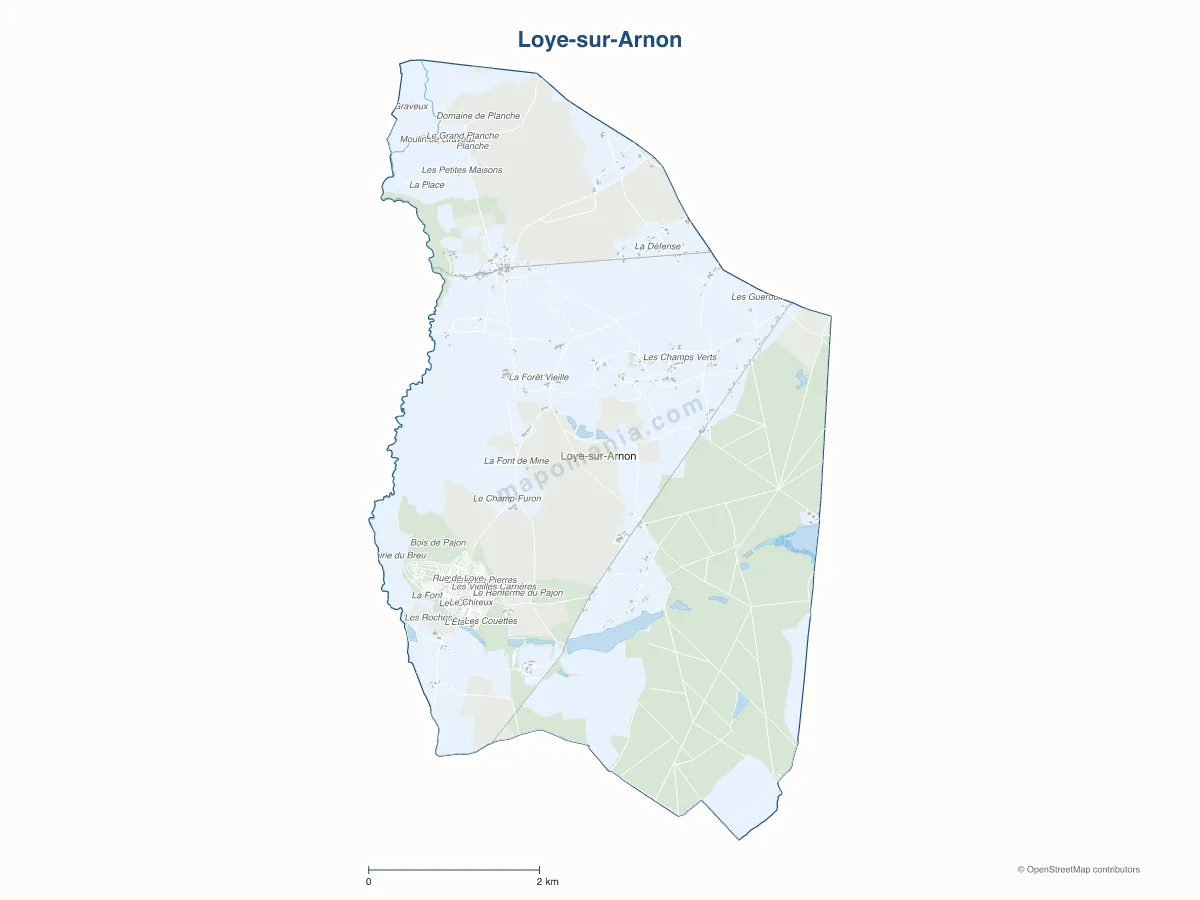 Carte de Loye-sur-Arnon à personnaliser