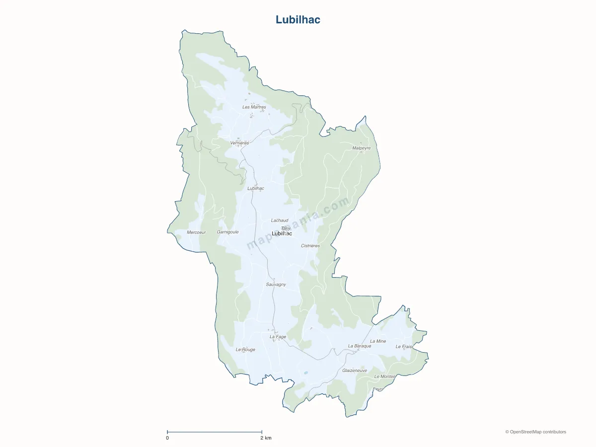 Carte de Lubilhac à personnaliser