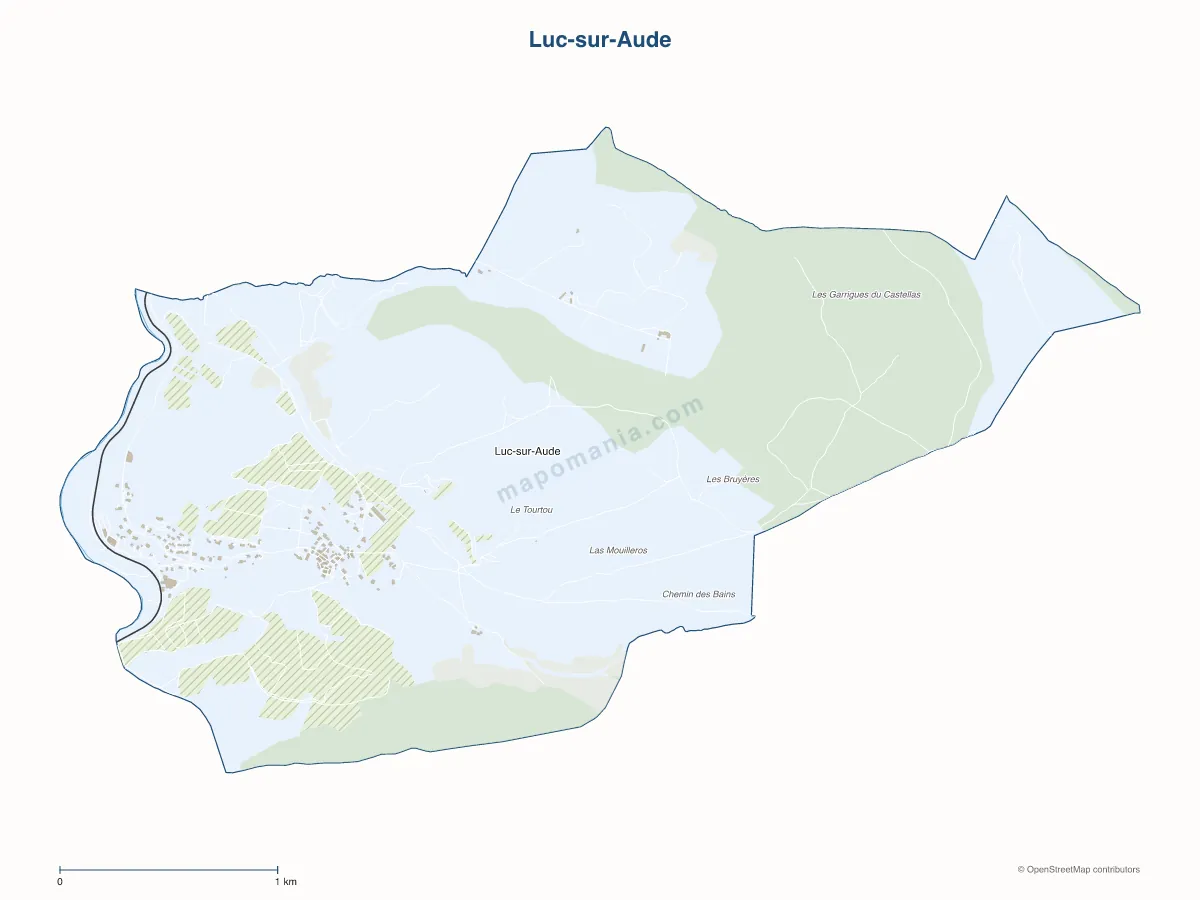 Carte de Luc-sur-Aude à personnaliser