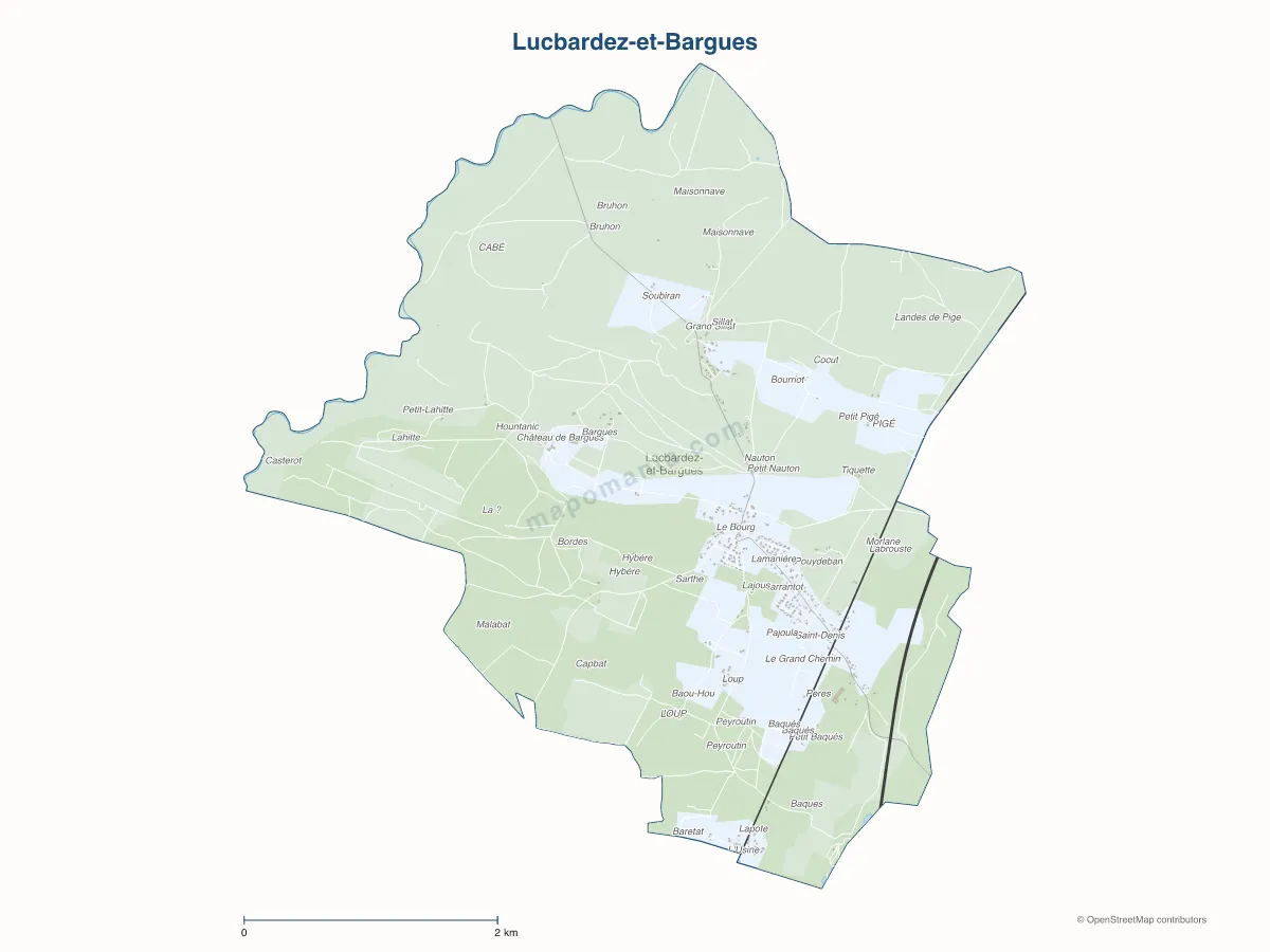 Carte de Lucbardez-et-Bargues à personnaliser