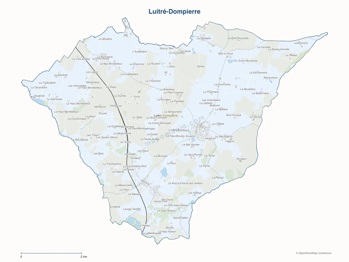 Carte de Luitré-Dompierre à personnaliser