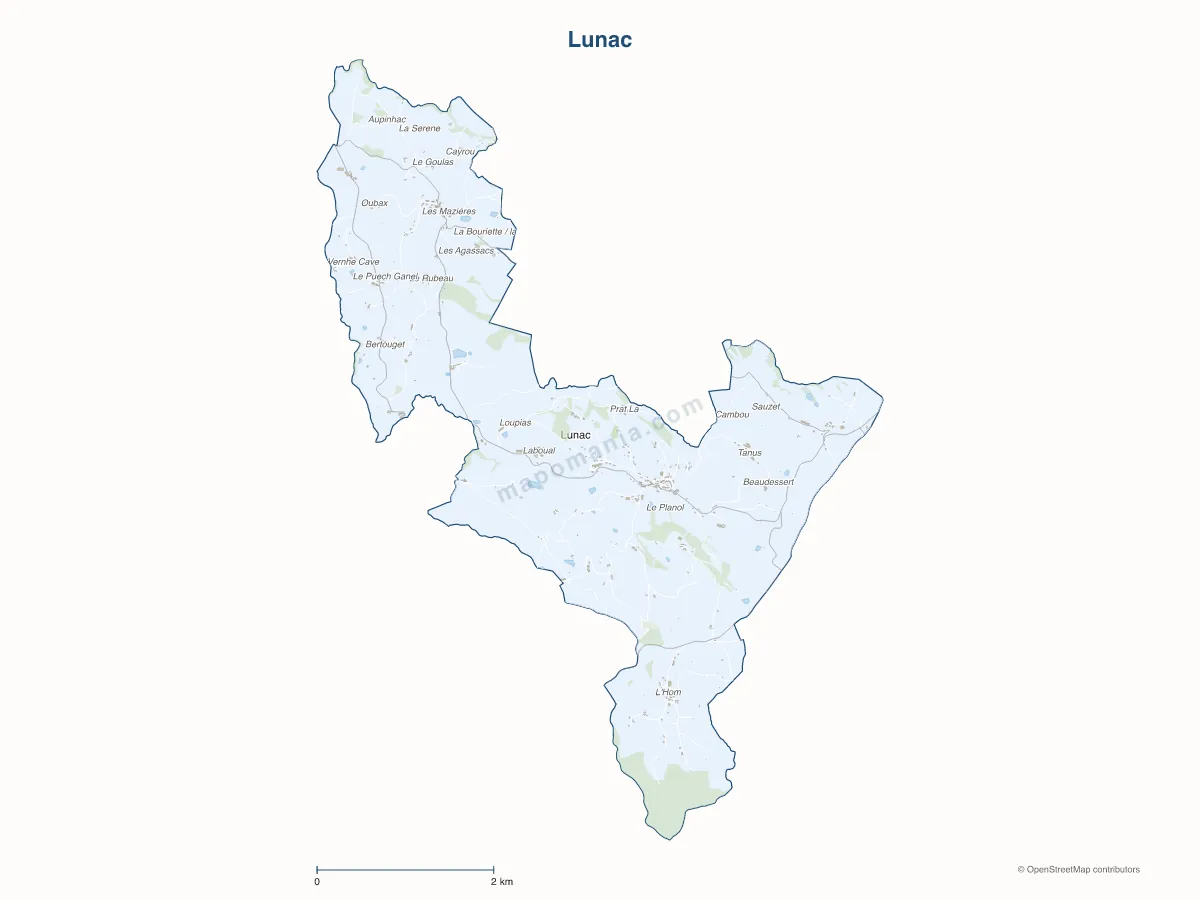 Carte de Lunac à personnaliser