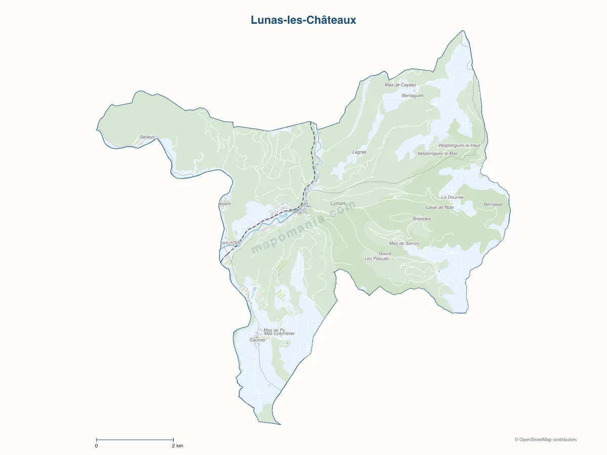Carte de Lunas-les-Châteaux à personnaliser