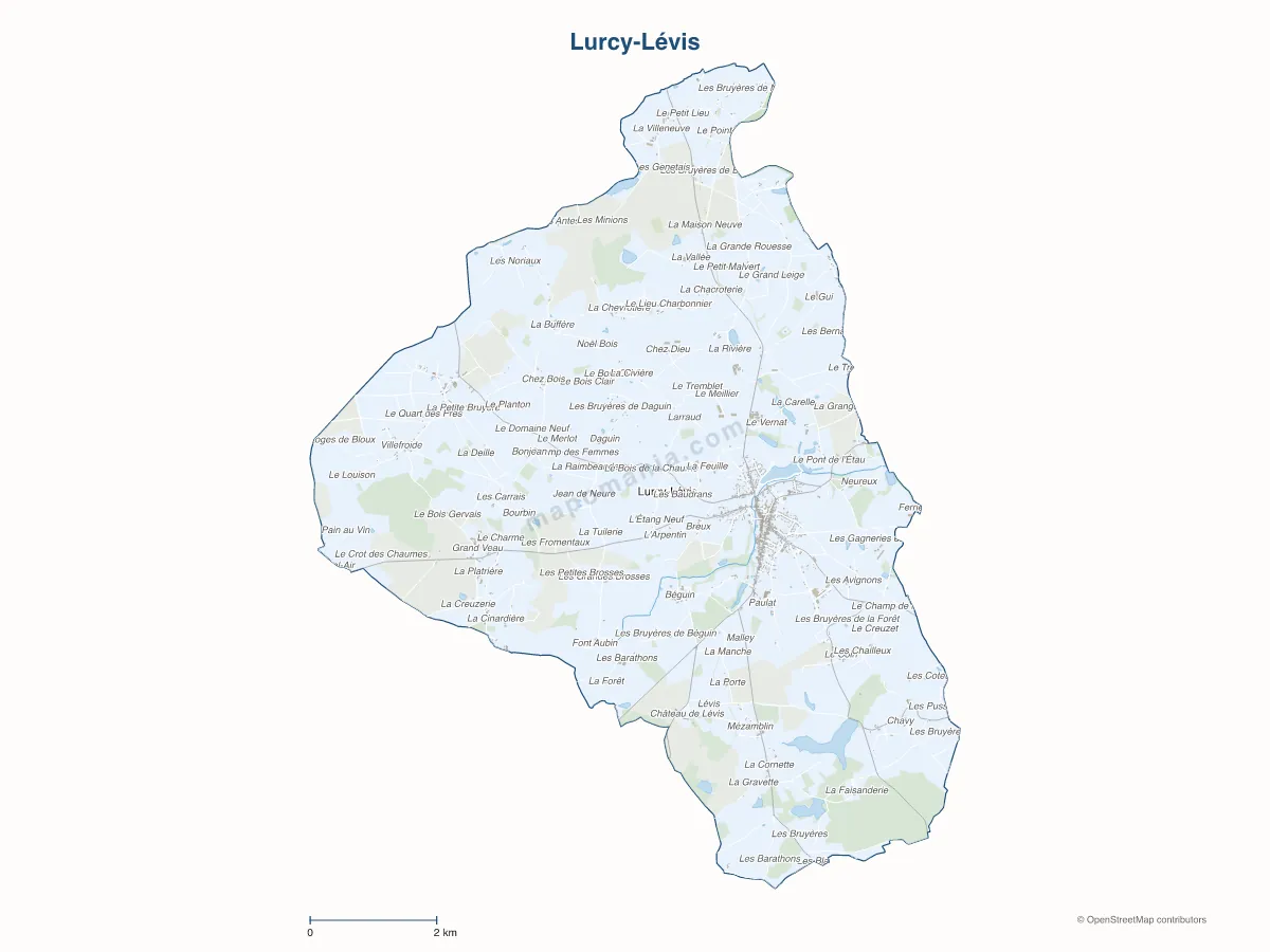 Carte de Lurcy-Lévis à personnaliser
