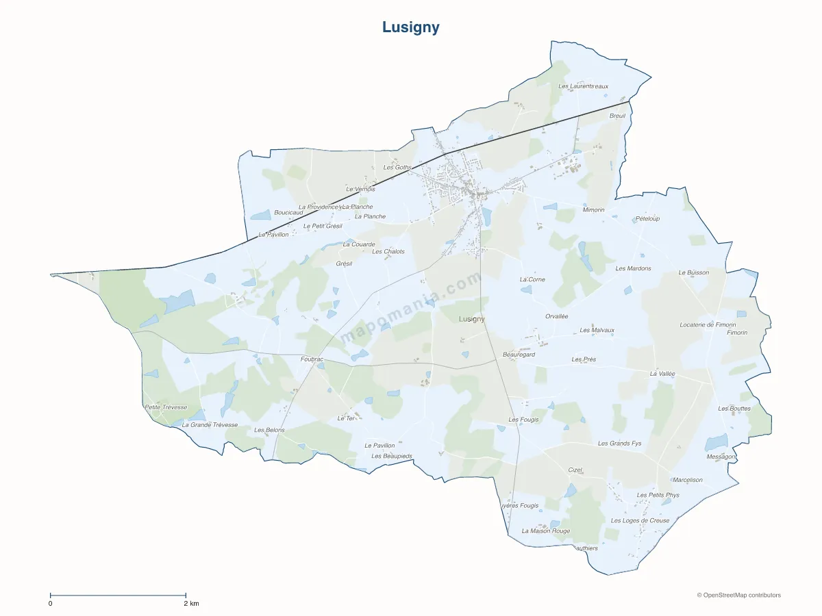 Carte de Lusigny à personnaliser