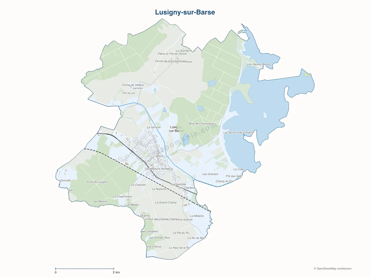 Carte de Lusigny-sur-Barse à personnaliser