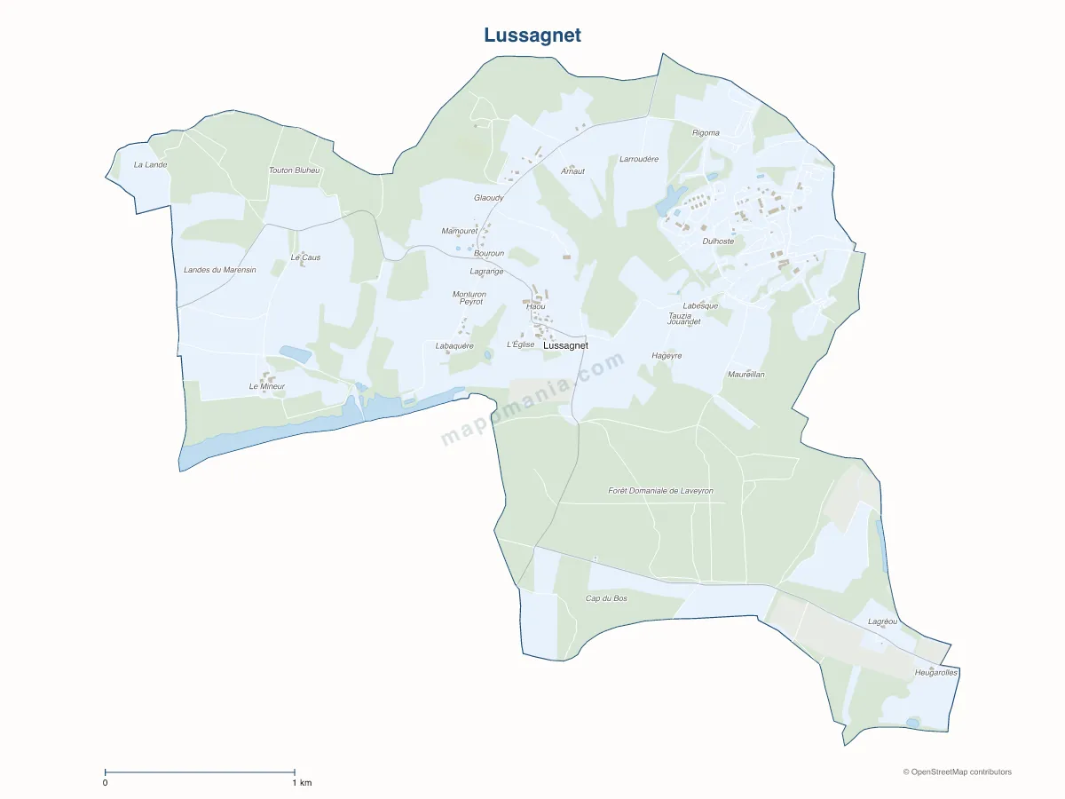 Carte de Lussagnet à personnaliser