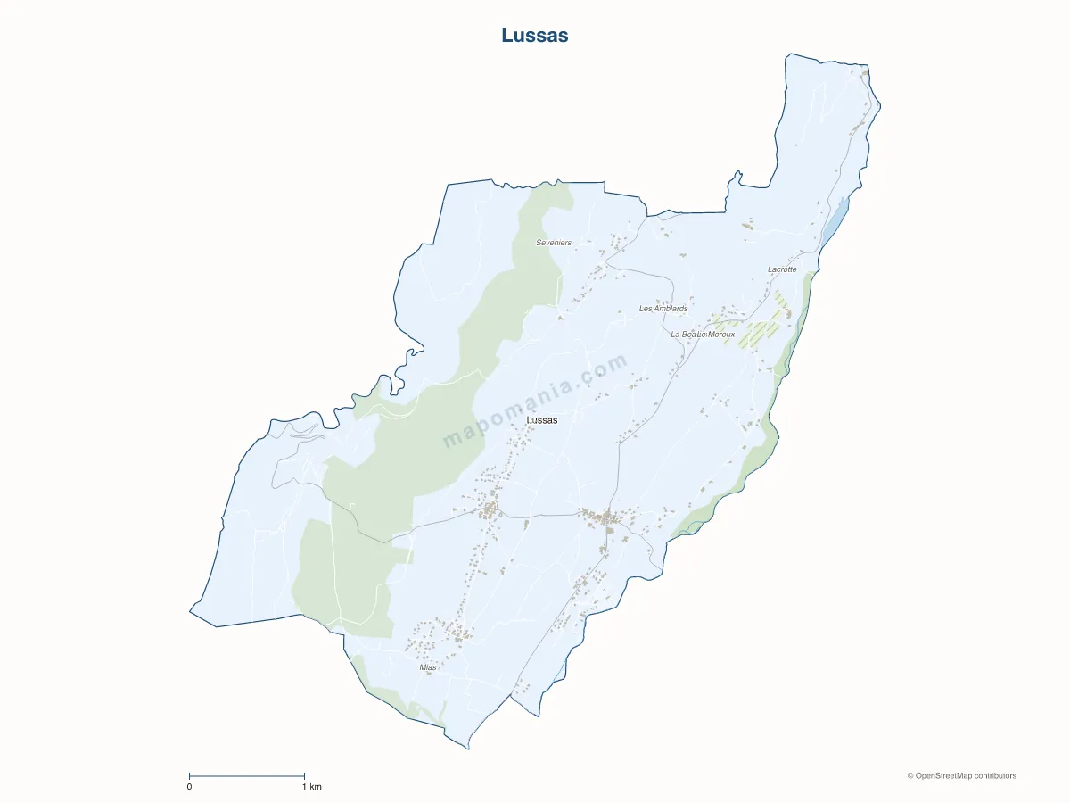 Carte de Lussas à personnaliser