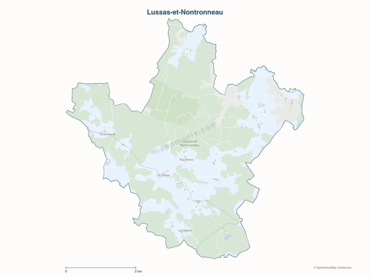 Carte de Lussas-et-Nontronneau à personnaliser