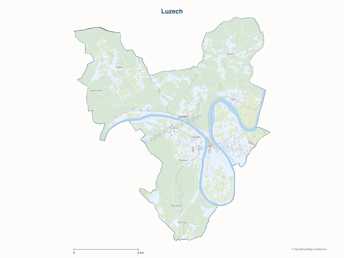 Carte de Luzech à personnaliser