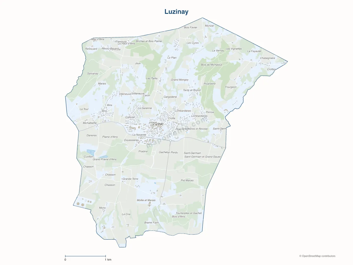 Carte de Luzinay à personnaliser