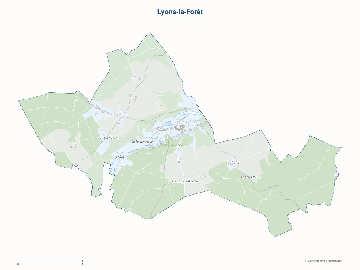 Carte de Lyons-la-Forêt à personnaliser
