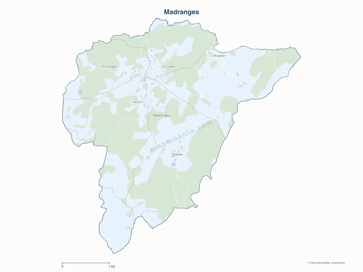 Carte de Madranges à personnaliser