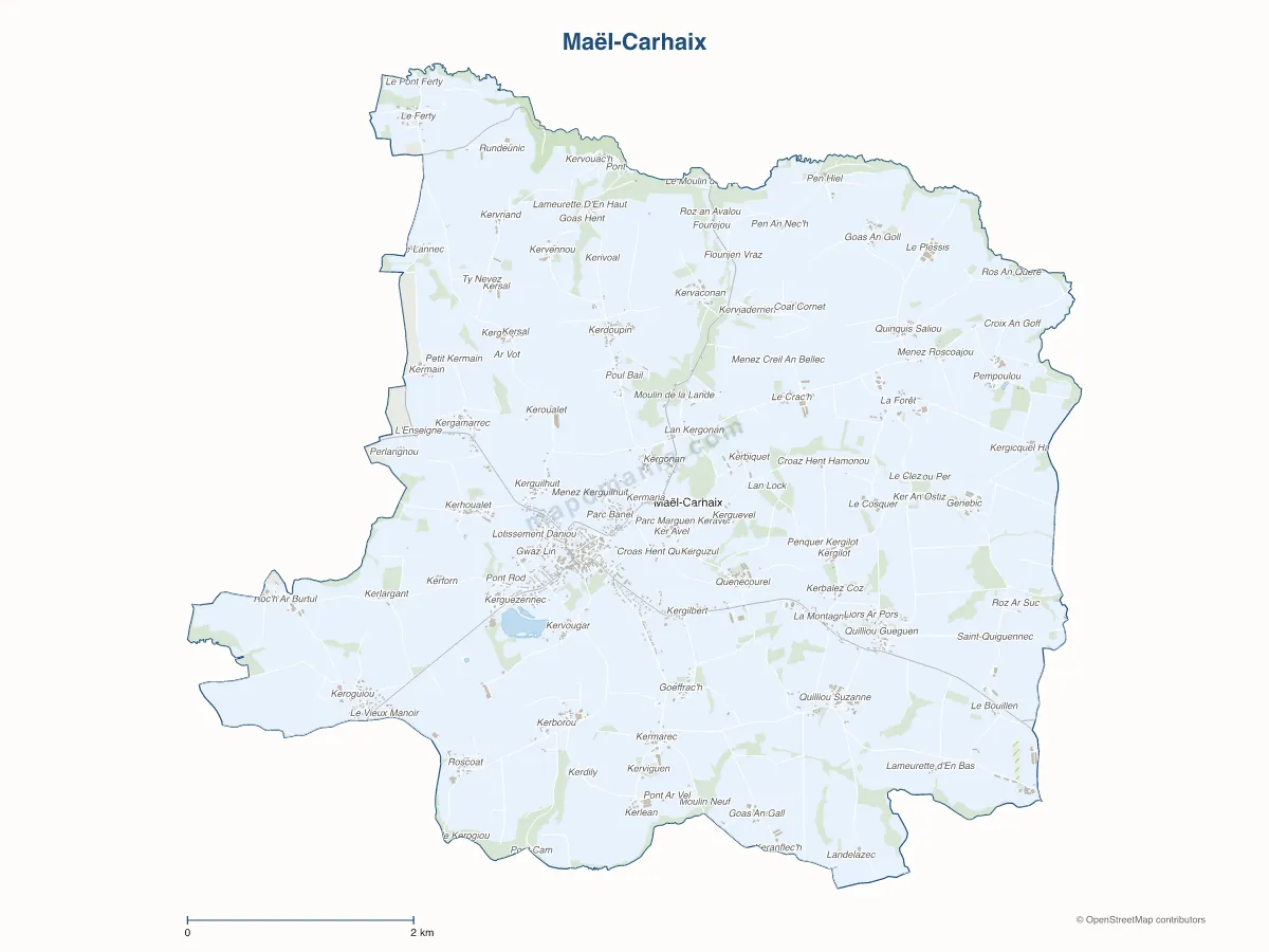 Carte de Maël-Carhaix à personnaliser