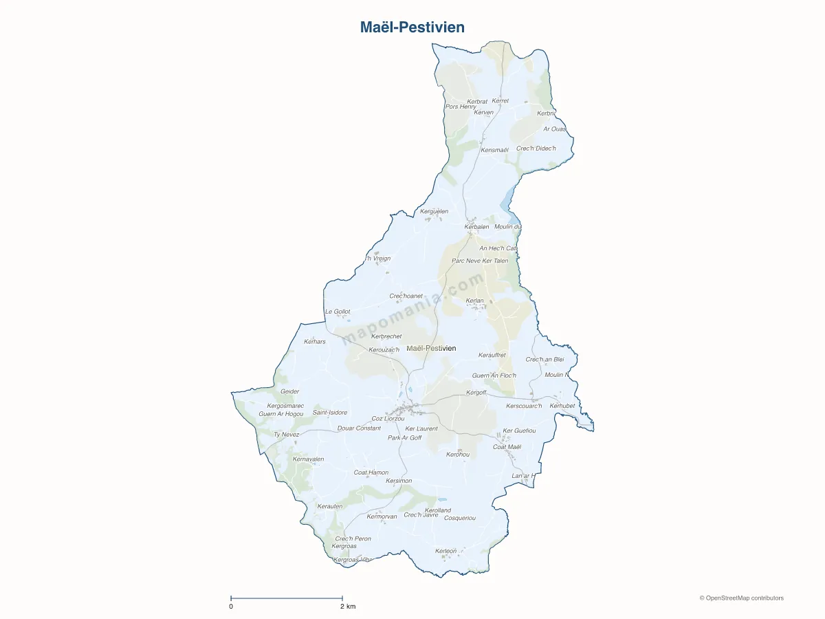 Carte de Maël-Pestivien à personnaliser