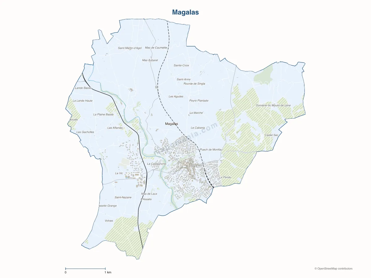 Carte de Magalas à personnaliser