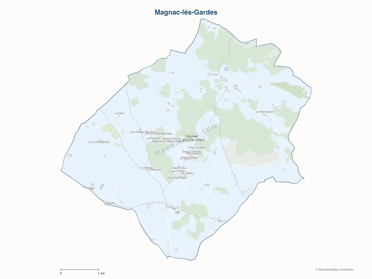 Carte de Magnac-lès-Gardes à personnaliser