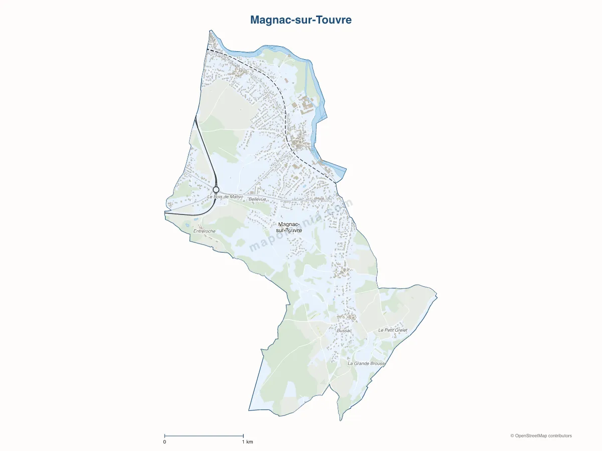 Carte de Magnac-sur-Touvre à personnaliser