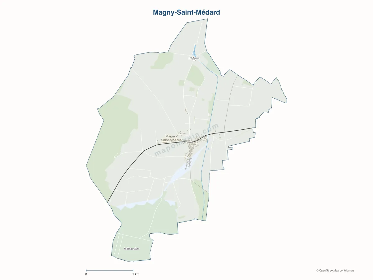 Carte de Magny-Saint-Médard à personnaliser