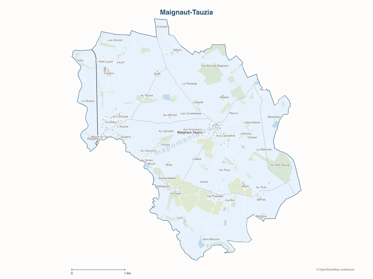 Carte de Maignaut-Tauzia à personnaliser