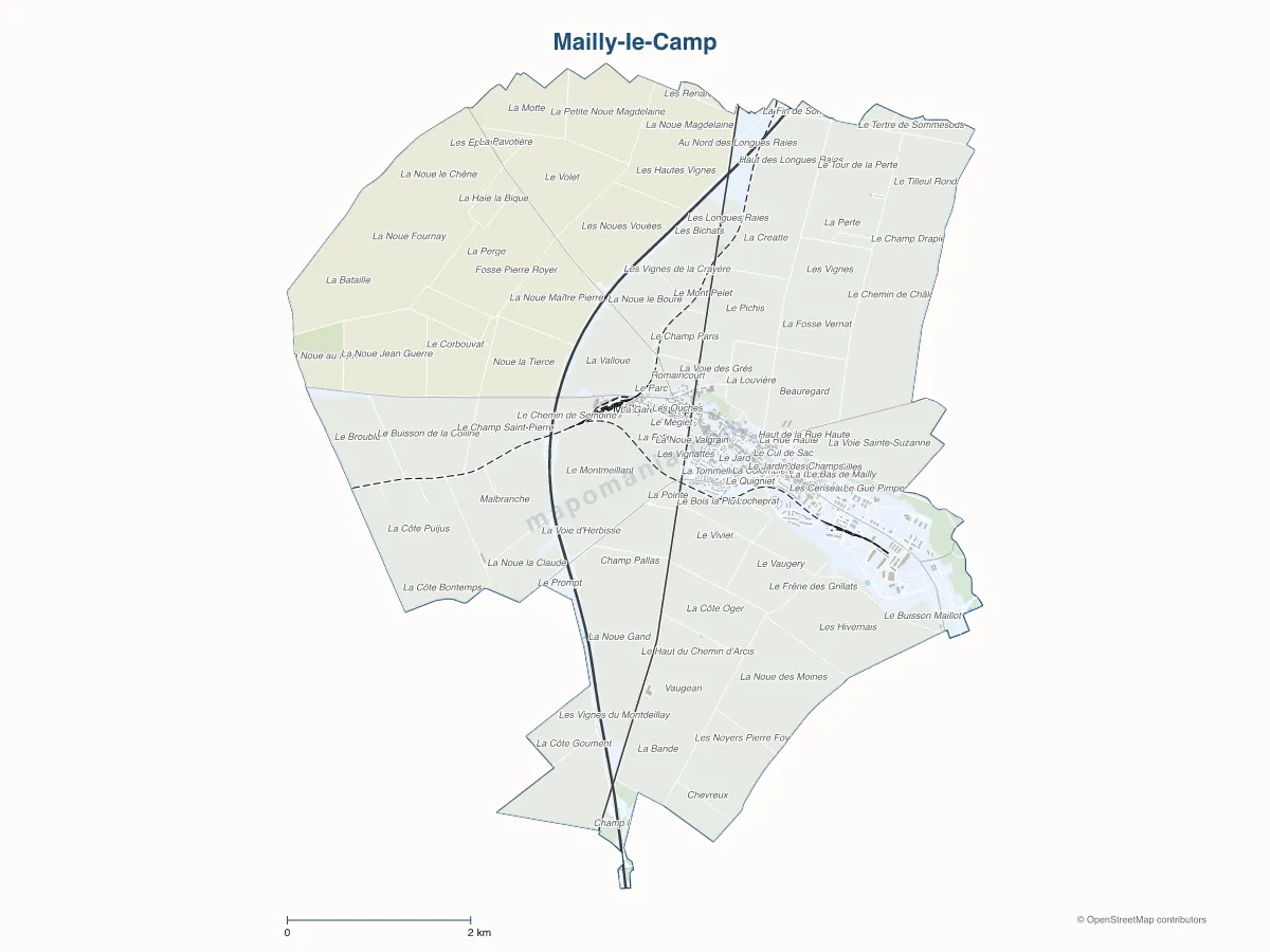 Carte de Mailly-le-Camp à personnaliser