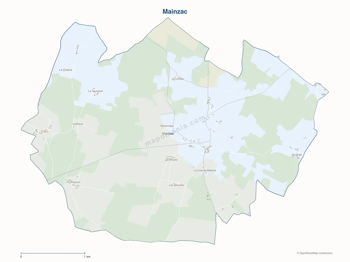 Carte de Mainzac à personnaliser