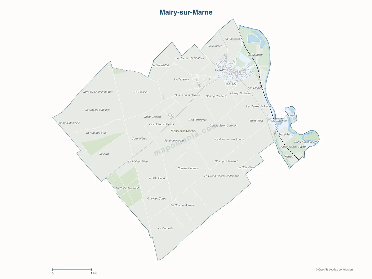 Carte de Mairy-sur-Marne à personnaliser