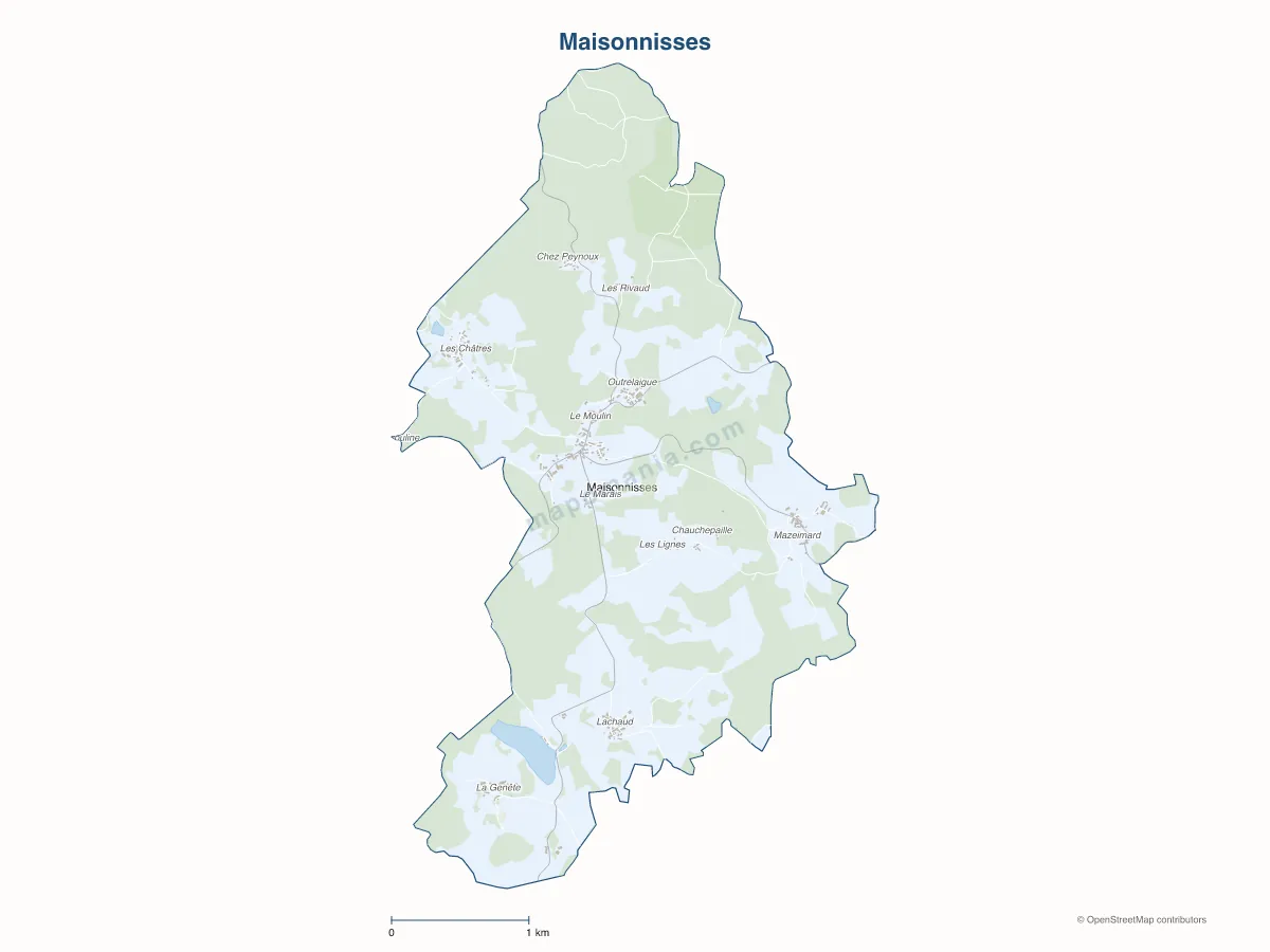 Carte de Maisonnisses à personnaliser