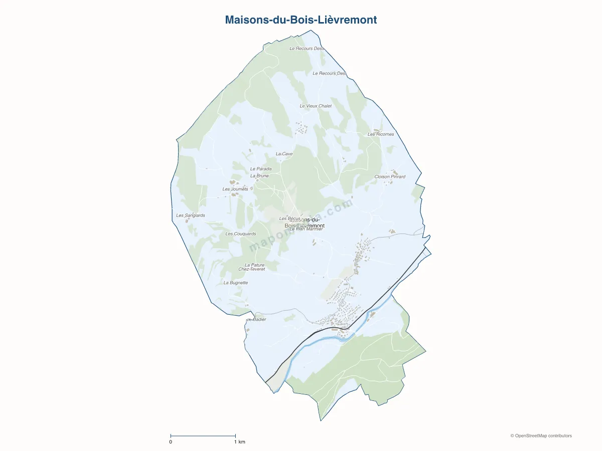Carte de Maisons-du-Bois-Lièvremont à personnaliser