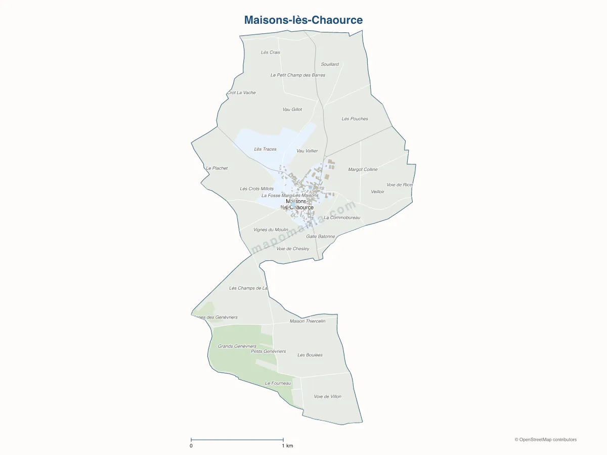 Carte de Maisons-lès-Chaource à personnaliser