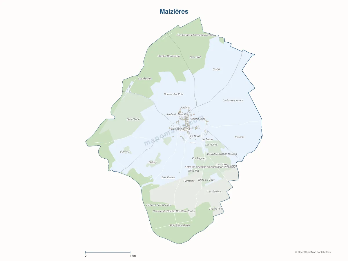 Carte de Maizières à personnaliser