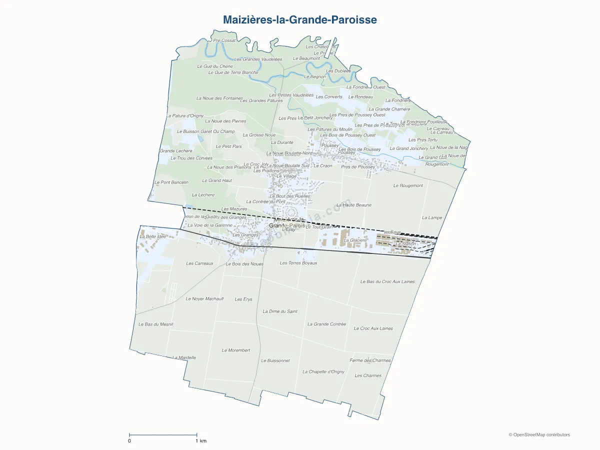 Carte de Maizières-la-Grande-Paroisse à personnaliser
