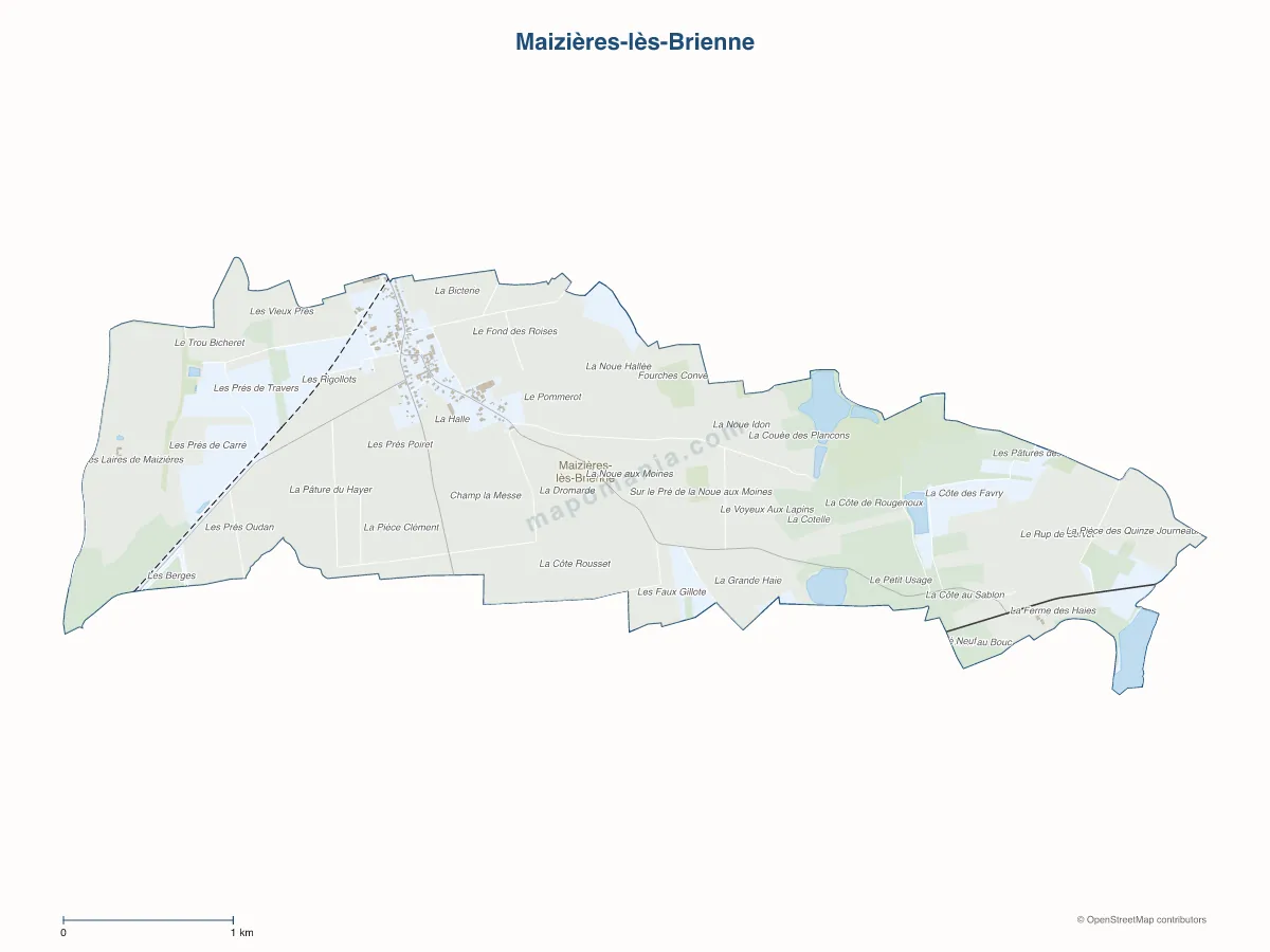 Carte de Maizières-lès-Brienne à personnaliser