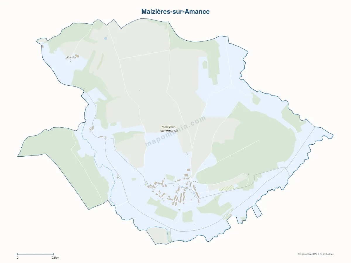 Carte de Maizières-sur-Amance à personnaliser