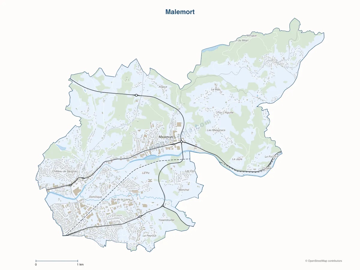 Carte de Malemort à personnaliser