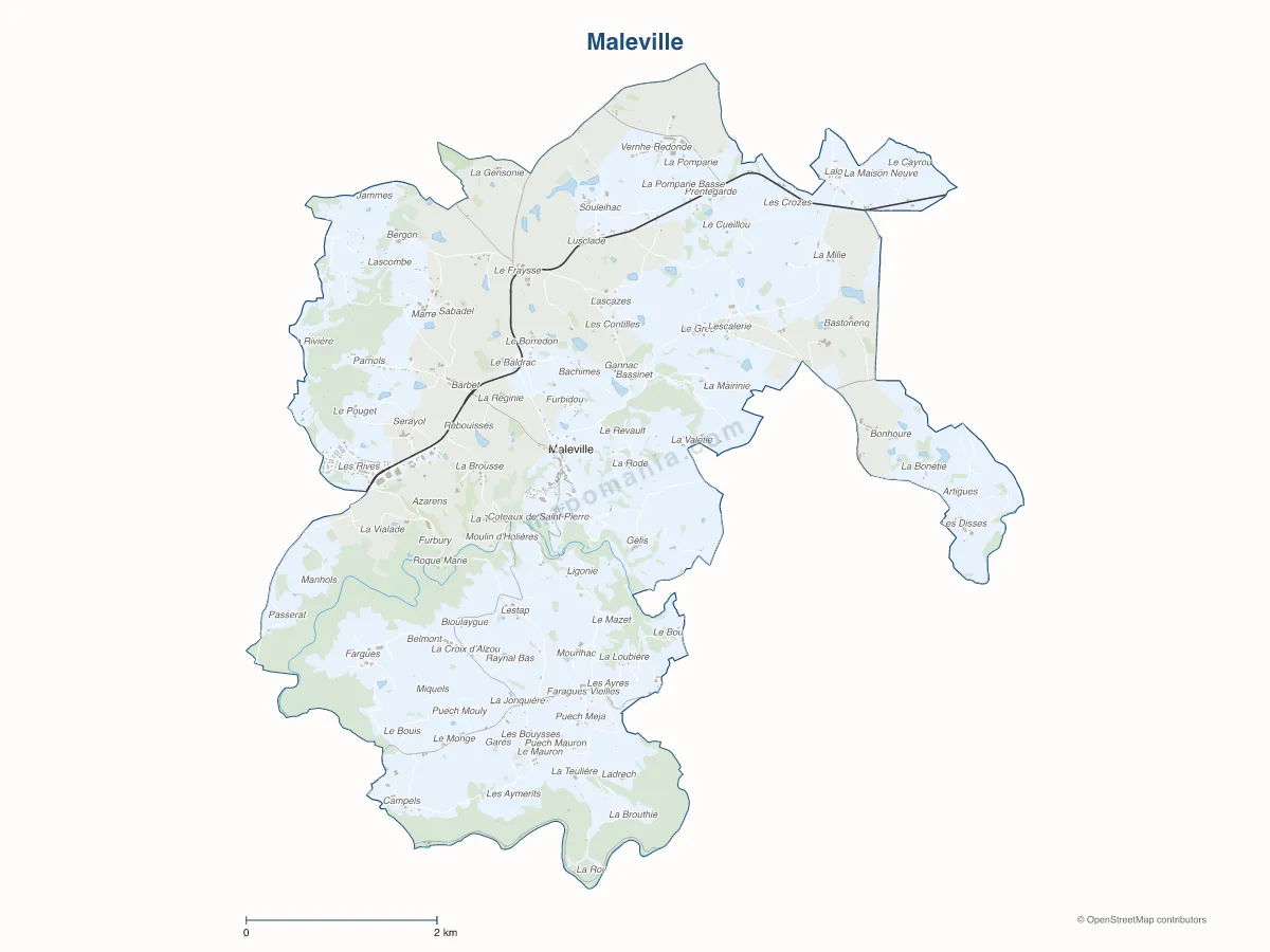 Carte de Maleville à personnaliser
