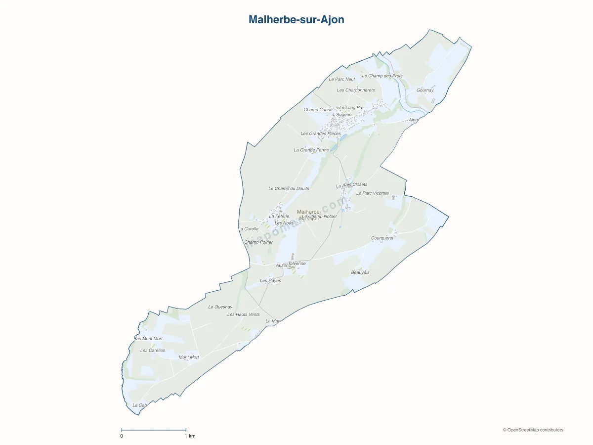 Carte de Malherbe-sur-Ajon à personnaliser