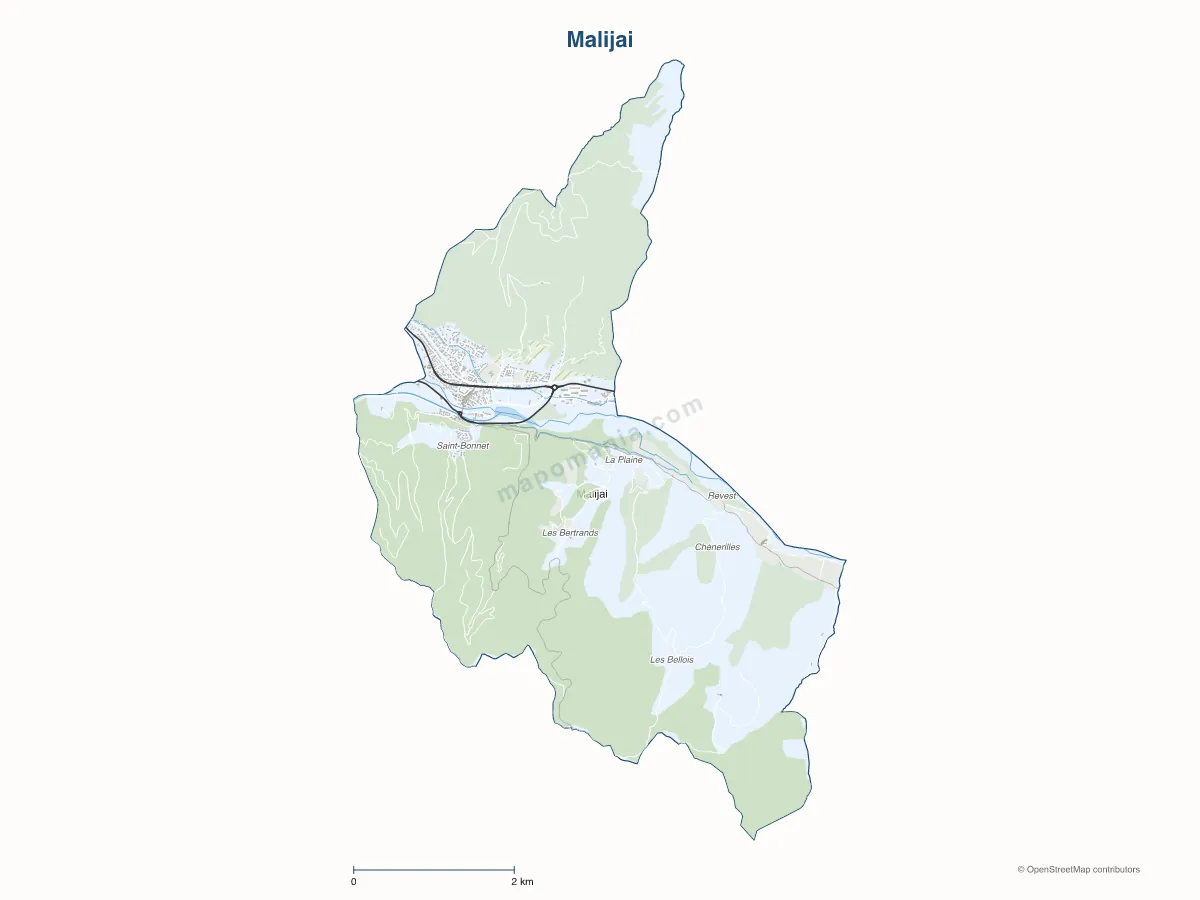 Carte de Malijai à personnaliser