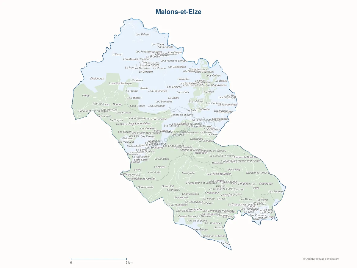 Carte de Malons-et-Elze à personnaliser