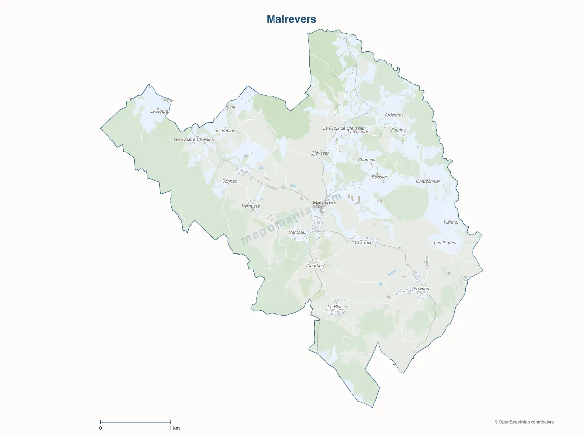 Carte de Malrevers à personnaliser