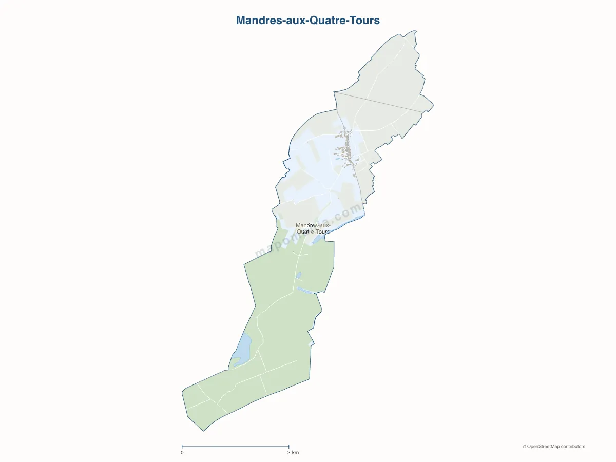Carte de Mandres-aux-Quatre-Tours à personnaliser
