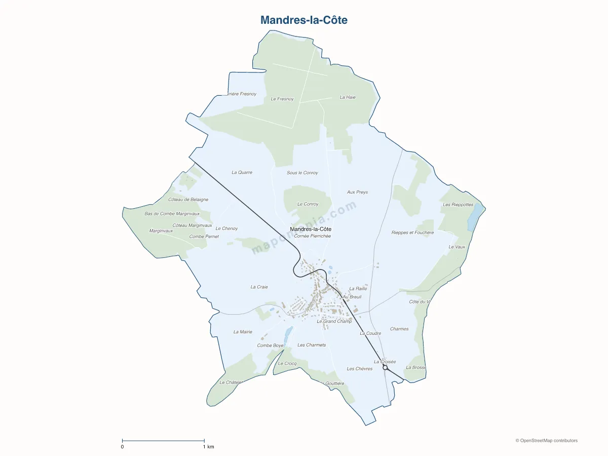 Carte de Mandres-la-Côte à personnaliser